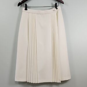 Vintage Tan Jay Ivory Pleated Midi Skirt